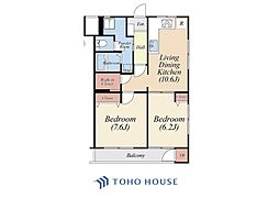 弦巻ハイコーポ 2LDKの間取図画像