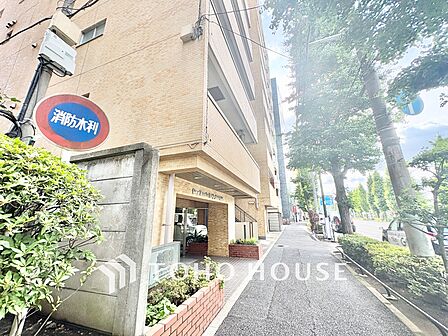 【エントランスアプローチ】前面道路から平坦に続くアプローチ。歩道が広く整備されており、ベビーカーや小さなお子様連れでも安心して通行できます。