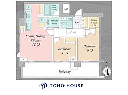 広尾ガーデンフォレストD棟 2LDKの間取図画像