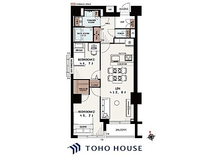 【house the light is illuminat】採光と風 家事導線も比較的良好で、風通しの良さで過ごしやすい麗(うら)らかな気分にさせてくれるリビング