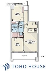 コスモ参宮橋パークビュー 2LDKの間取図画像