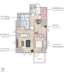 JR総武本線 馬喰町駅 徒歩2分の賃貸マンション 14階2LDKの間取り