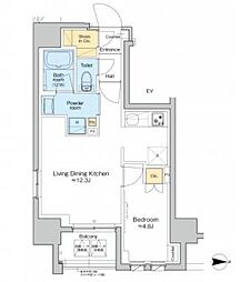 つくばエクスプレス 浅草駅 徒歩4分の賃貸マンション 7階1LDKの間取り