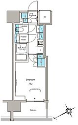 都営浅草線 蔵前駅 徒歩4分の賃貸マンション 6階1Kの間取り