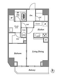 東京メトロ銀座線 田原町駅 徒歩3分の賃貸マンション 12階1LDKの間取り