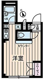 東京メトロ銀座線 浅草駅 徒歩8分の賃貸マンション 2階ワンルームの間取り