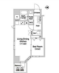 JR総武線 浅草橋駅 徒歩8分の賃貸マンション 2階1LDKの間取り
