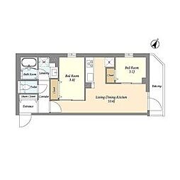 東京メトロ千代田線 千駄木駅 徒歩6分の賃貸マンション 4階2LDKの間取り