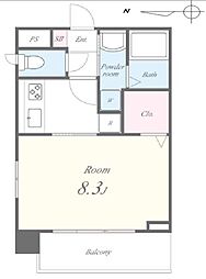 都営大江戸線 両国駅 徒歩9分の賃貸マンション 2階1Kの間取り