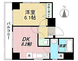 JR総武線 浅草橋駅 徒歩7分の賃貸マンション 7階1DKの間取り