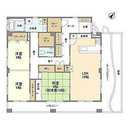 東武伊勢崎線 曳舟駅 徒歩3分の賃貸マンション 6階3LDKの間取り