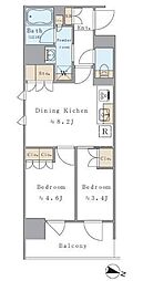 JR総武線 両国駅 徒歩6分の賃貸マンション 7階2DKの間取り