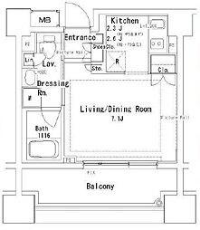 パークアクシス御茶ノ水ステージ 1Kの間取図画像