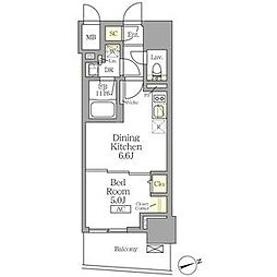 テラス北千住 1DKの間取図画像