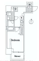 THERESIDENCEOFTOKYOH20SOUTHTOWER 1Kの間取図画像