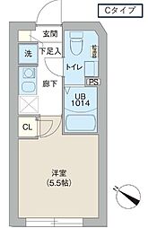 レピュア三ノ輪レジデンスII 1Kの間取図画像