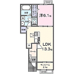 ブライト　スクエアIV 1階1LDKの間取り