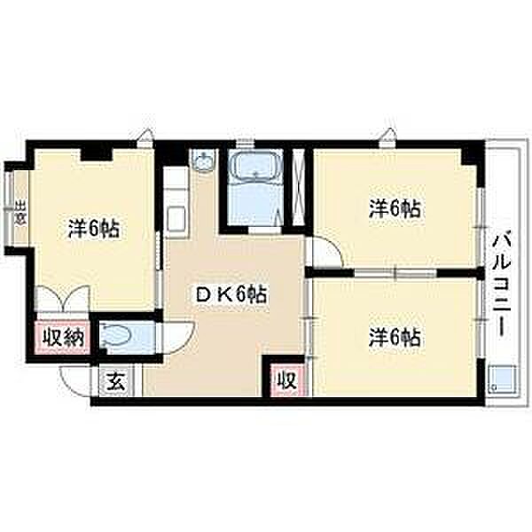 エクセル寿 301｜愛知県名古屋市西区中小田井２丁目(賃貸マンション3DK・3階・48.00㎡)の写真 その2