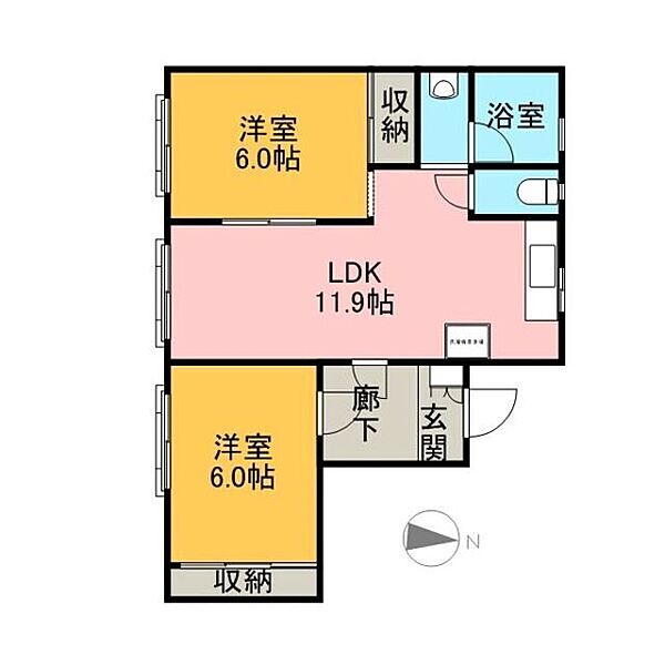 D-フラット東別院 401｜愛知県名古屋市中区橘１丁目(賃貸マンション2LDK・4階・53.00㎡)の写真 その2