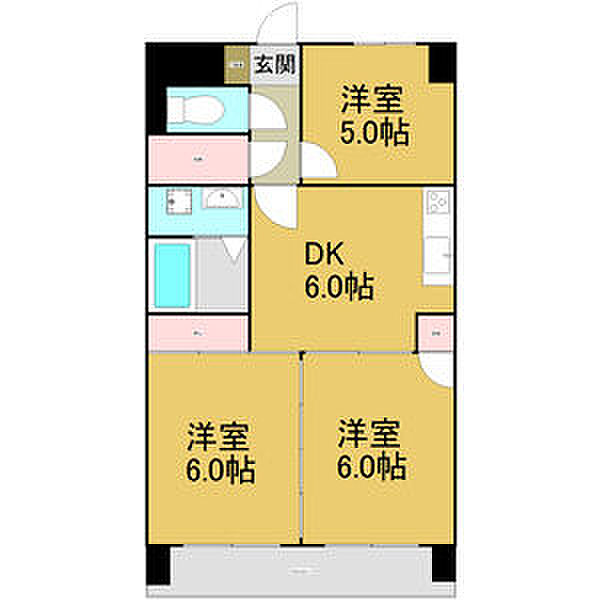 山弥ビル 503｜愛知県名古屋市中区大須３丁目(賃貸マンション3DK・5階・53.40㎡)の写真 その2