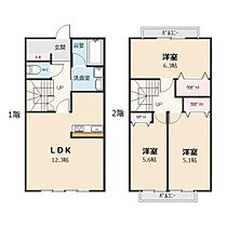 長久手ハイツクローバーNorth(北棟) C ｜ 愛知県長久手市片平１丁目（賃貸タウンハウス3LDK・1階・68.50㎡） その2