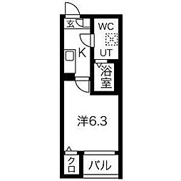 メイクスR矢田I 3階1Kの間取り