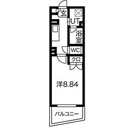 アールズタワー東山公園 3階1Kの間取り