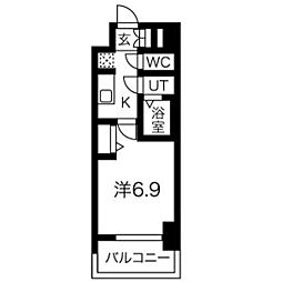 メイクスアート太閤通 5階1Kの間取り