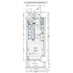 エステムコート名古屋新栄IIIグローリィ 11階1Kの間取り