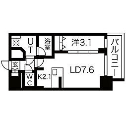 メイクスWアート浅間町 15階1LDKの間取り