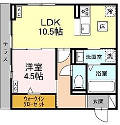 ルヴィータ野田 1階1LDKの間取り