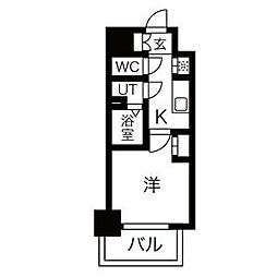 エステート金山 3階1Kの間取り