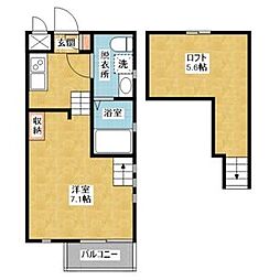 ラ・カーサ・ミーア 1階1Kの間取り