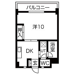 グリーンハイツ徳川 3階1DKの間取り