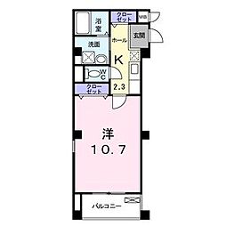 グランツ 1階1Kの間取り