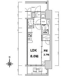 S-RESIDENCE亀島駅前ascent(アセント) 10階1LDKの間取り