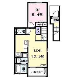 アンジュ 2階1LDKの間取り