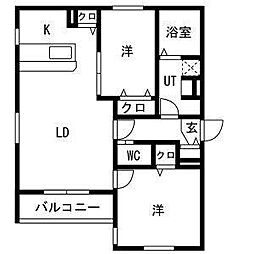 RUSCELLO守山 2階2LDKの間取り