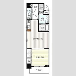 ラトレ白鳥 1階1LDKの間取り