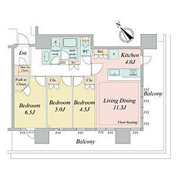 NAGOYA the TOWER(ナゴヤザタワー) 10階3LDKの間取り