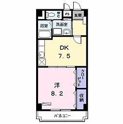リヴィエール黄金 3階1DKの間取り