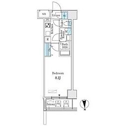 プレイズシード名駅北 7階1Kの間取り