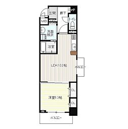ラトレ白鳥 1階1LDKの間取り