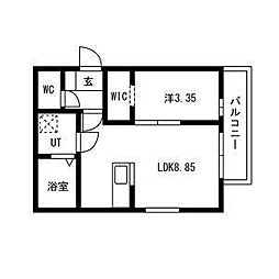 カーササクラーレ 1LDKの間取図画像