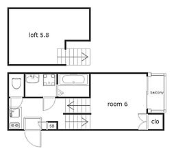ハーモニーテラス佐古前町II 1階1Kの間取り