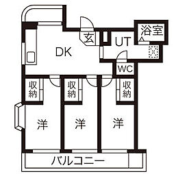 プロクシーフレンズ八事 2階3DKの間取り