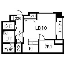 ハートイン江向 2A 2階1LDKの間取り