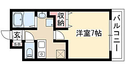 キャノンピア鶴舞 7階1Kの間取り