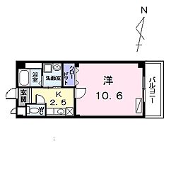 シームリー・ハウス 2階1Kの間取り