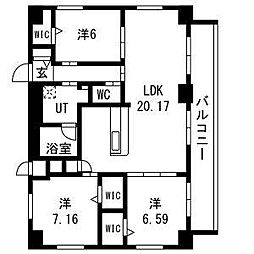THE LOUNGE LINEAR GATE(期間限定1K1 13階3LDKの間取り